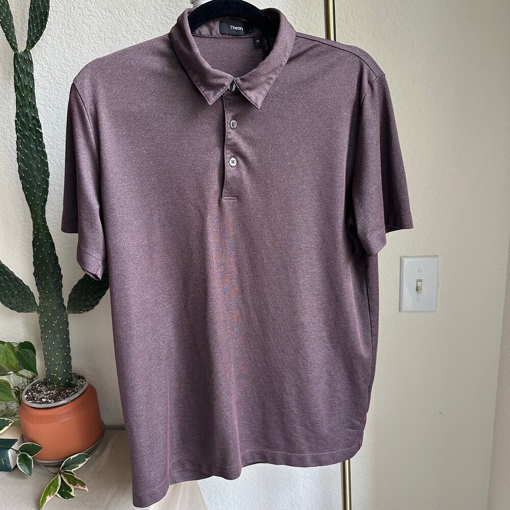 Theory Dark Purple Atlas Pique Cotton Polo